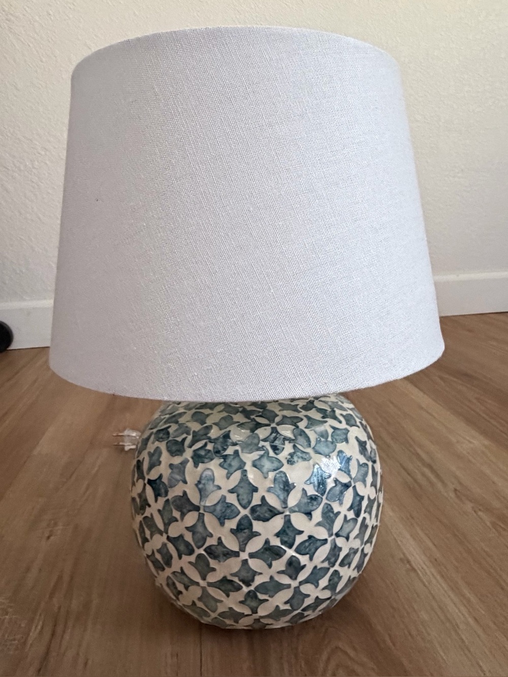 Ceramic Blue Pattern Table Lamp with White Shade Made Green Co. Ltd.